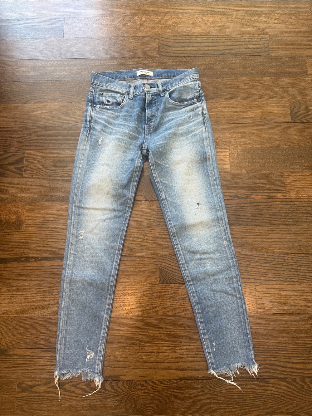 Moussy Light Blue Distressed Skinny Jeans
